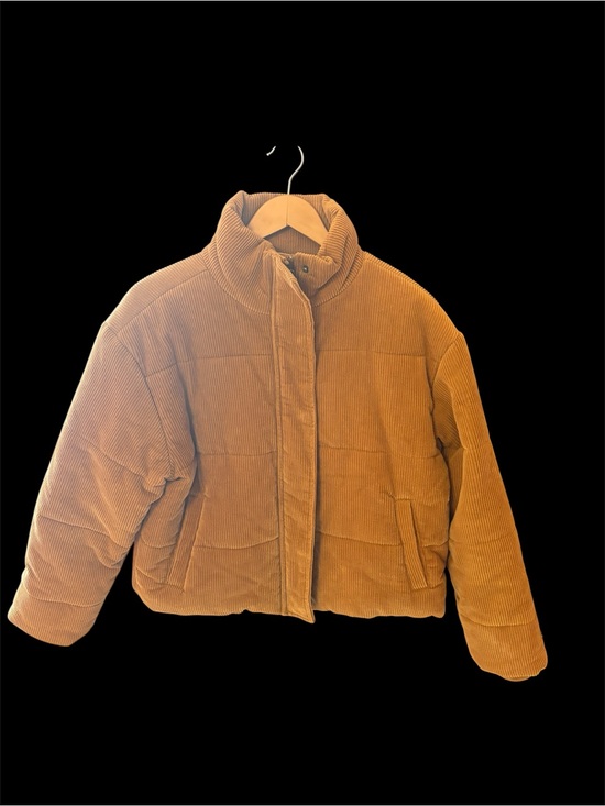 RVCA Jackets & Blazers - Cotton Corduroy Puffer Jacket in Camel, Cropped Length, size medium